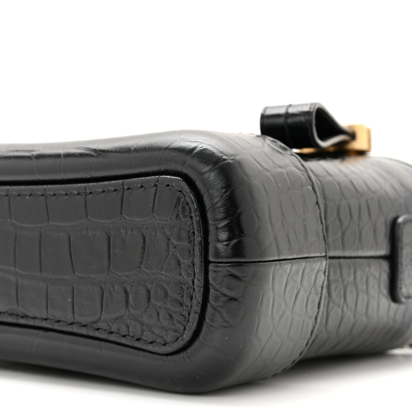 Calfskin Crocodile Embossed Small Gabrielle Cocodile Hobo Black