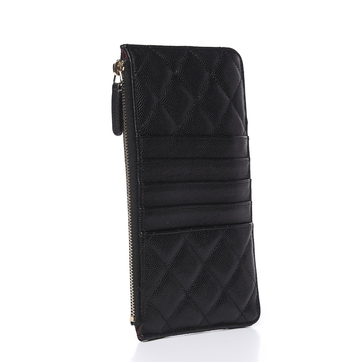 Caviar Quilted Classic Flat Wallet Pouch Black