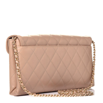 Chanel Calfskin Quilted Enchained Clutch Beige 3 of 9