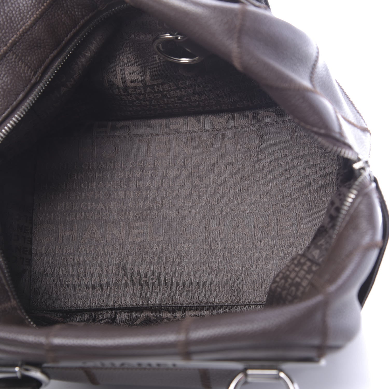 Chanel Caviar Square Stitched Bowler Dark Brown 5 of 10
