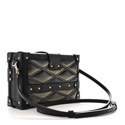 Louis Vuitton Lambskin Malletage Petite Malle Black Beige 3 of 10
