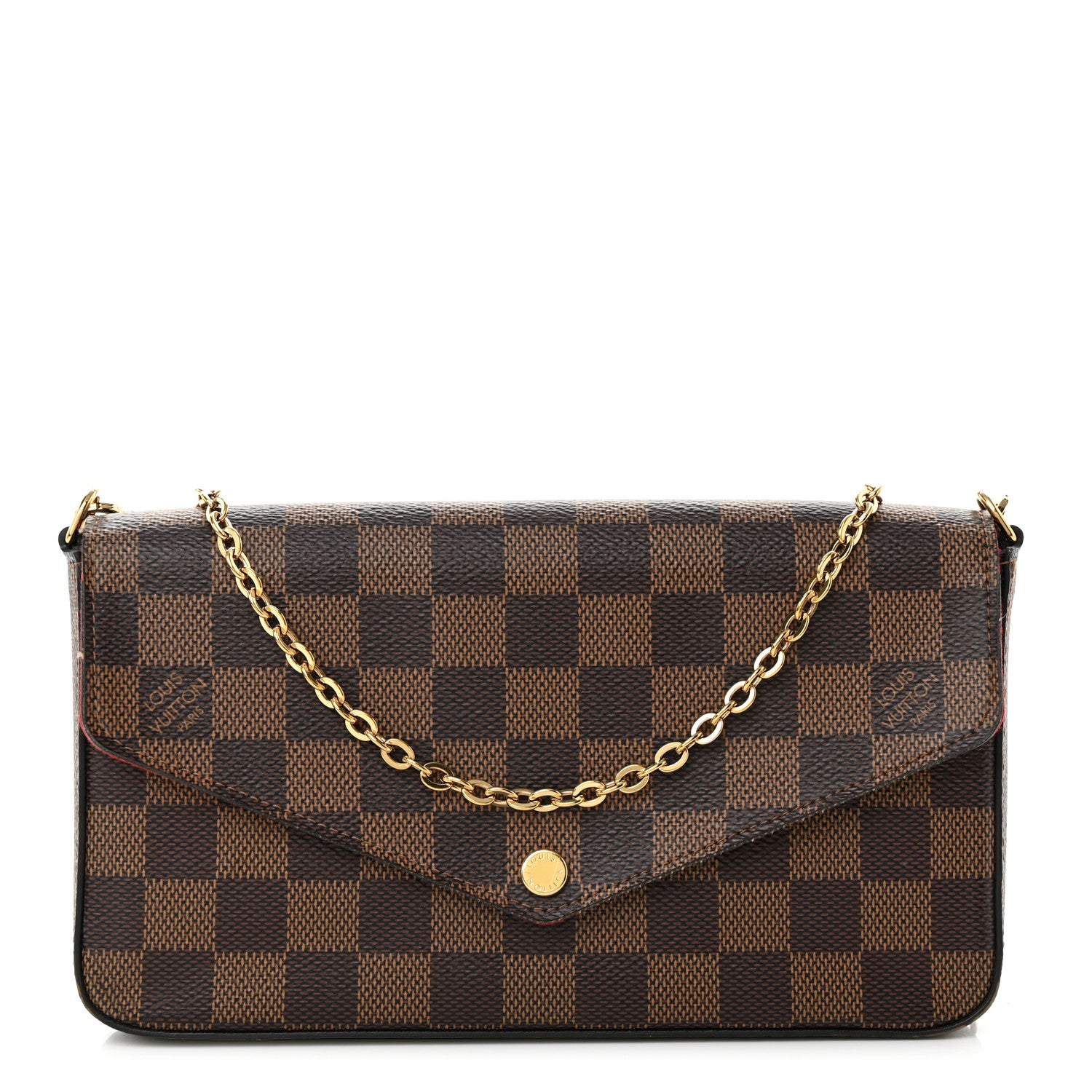 Louis Vuitton Damier Ebene Pochette Felicie Chain Wallet 3 of 10