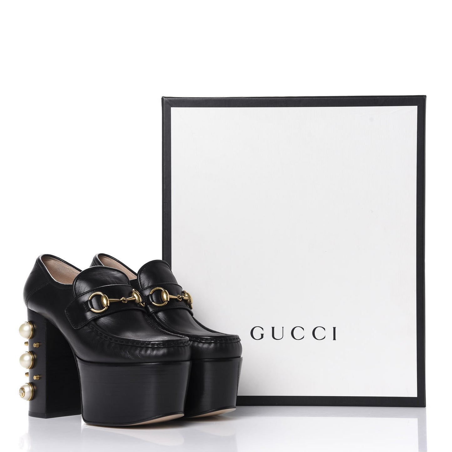 Malaga Kid Pearl Studded Vegas Platform Loafers 36.5 Black