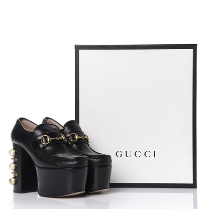 Gucci Malaga Kid Pearl Studded Vegas Platform Loafers 36.5 Black 16 of 16