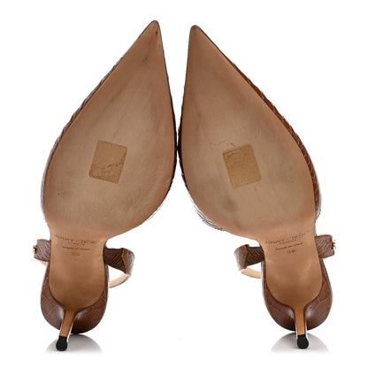 Jimmy Choo Calfskin Crocodile Embossed Thandi 65 Slingback Pumps 38 Cuoio 6 of 11