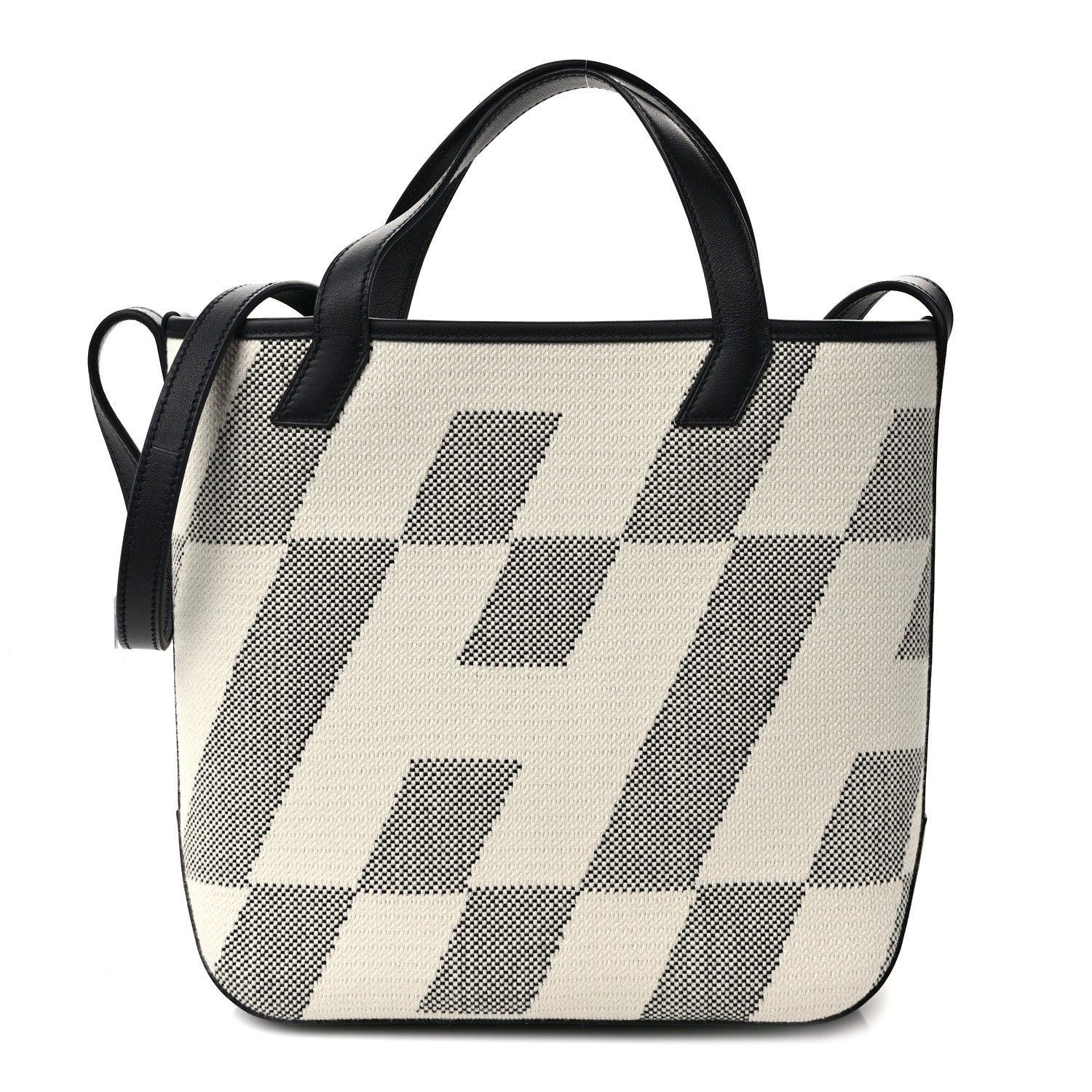 Hermes Swift H Canvas Cabas H En Biais 27 Black Ecru 1 of 11