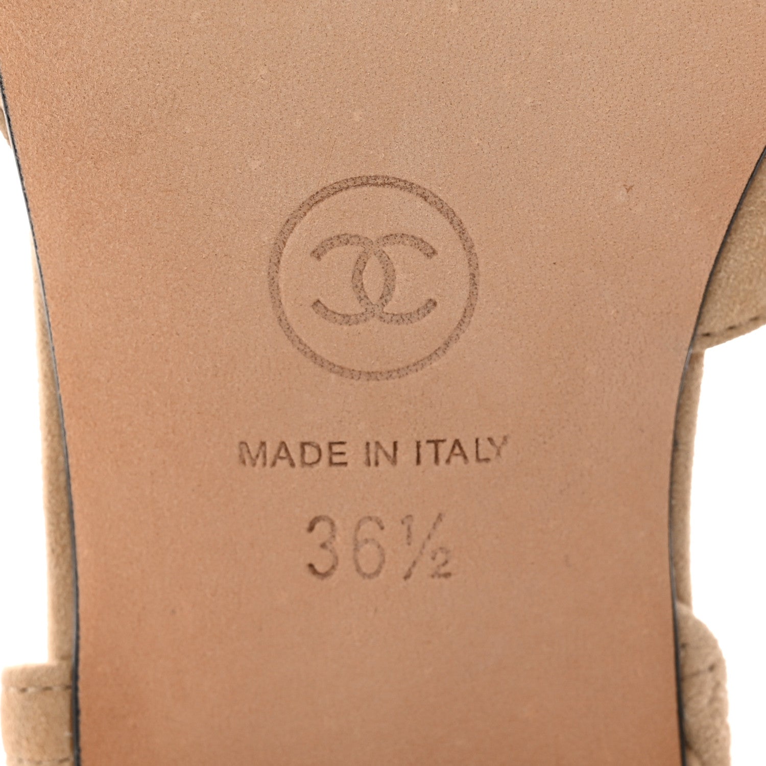 Chanel Suede Cap Toe CC Slingback Pumps 36.5 Beige Black 6 of 10
