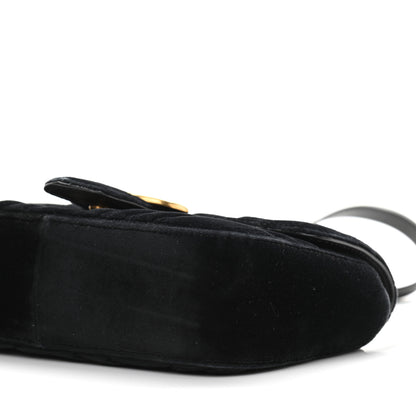 Gucci Velvet Matelasse Mini GG Marmont Shoulder Bag Black 11 of 13