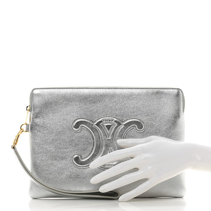 Celine Metallic Calfskin Cuir Triomphe Coin and Card Pouch With Hook 2 of 8