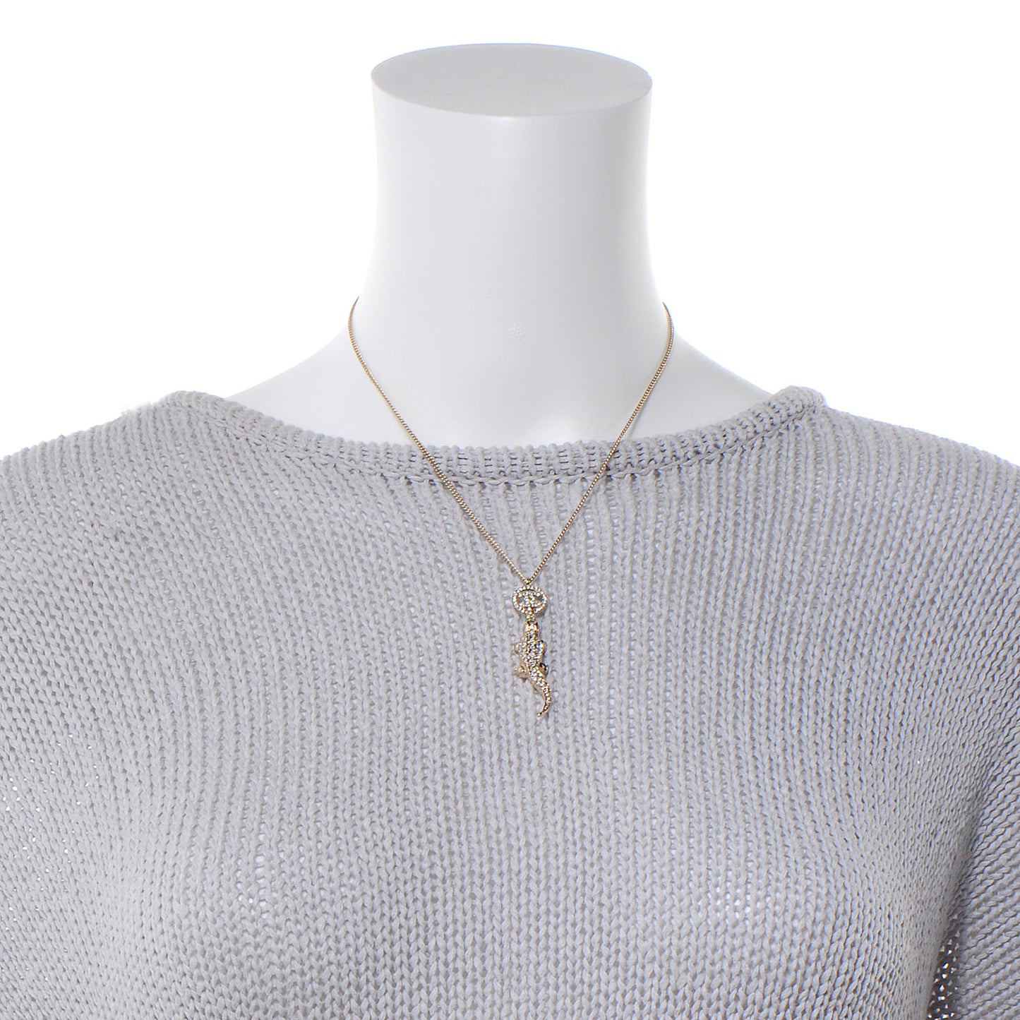 Crystal CC Alligator Necklace Gold
