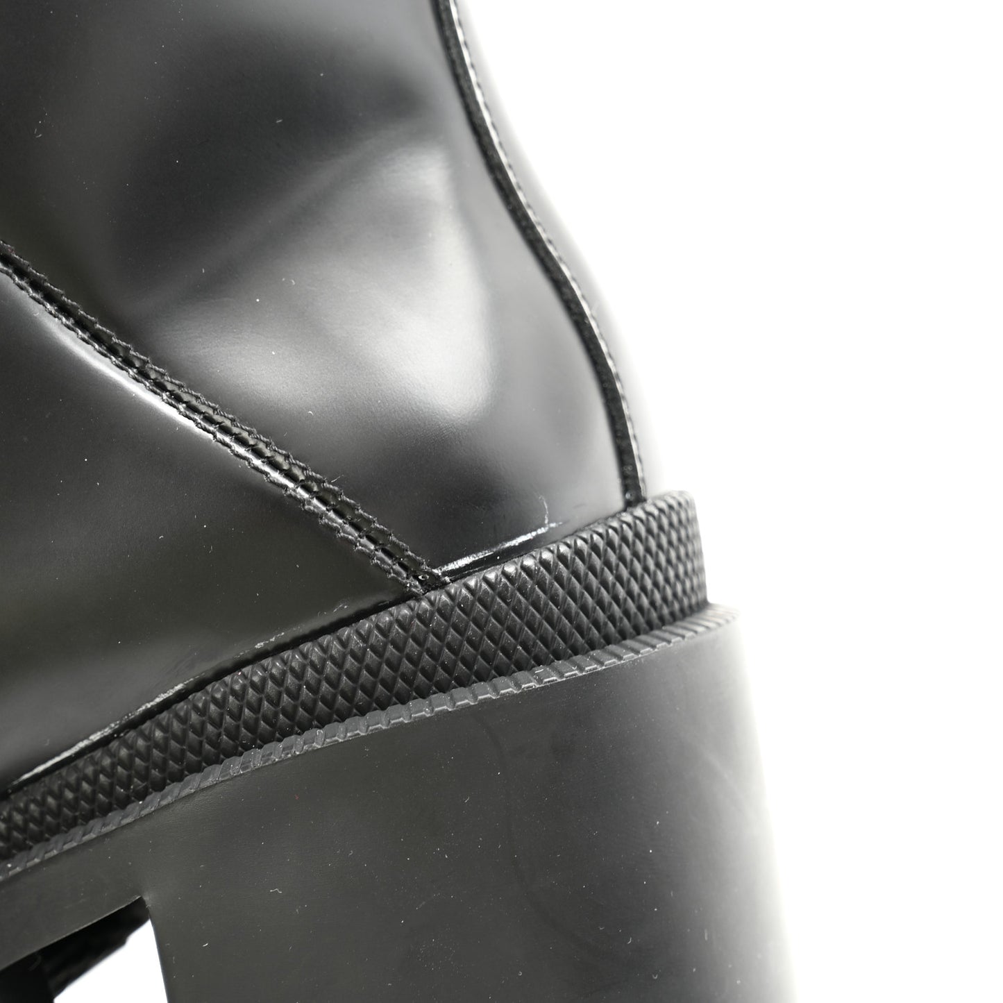 Calfskin Sylvie Web Lace Up Combat Boots 35.5 Black