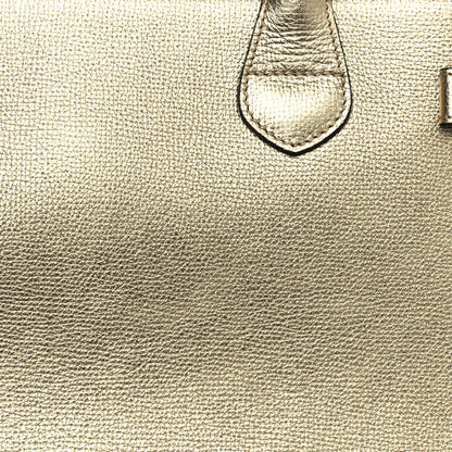 Burberry Metallic Grainy Calfskin House Check Medium Banner Tote Gold 6 of 12