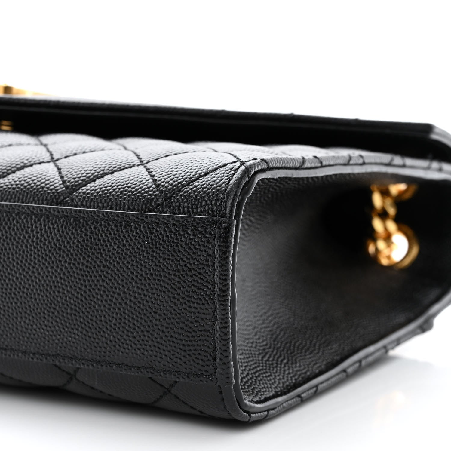 Saint Laurent Grain De Poudre Textured Mixed Matelasse Triquilt Medium Monogram Satchel Black 10 of 10