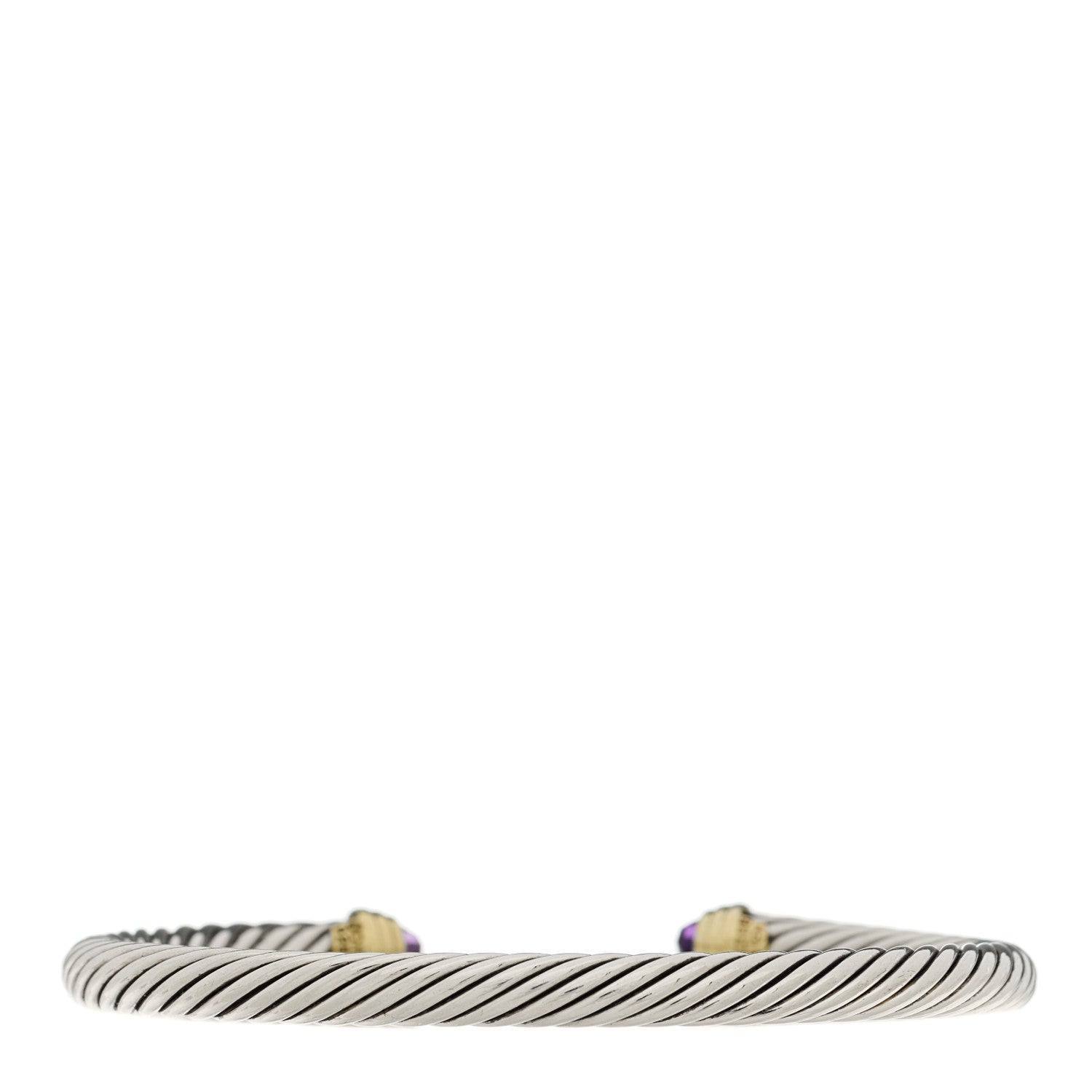 David Yurman Sterling Silver 14K Yellow Gold Amethyst 5mm Cable Classics Petite Color Bracelet 2 of 3