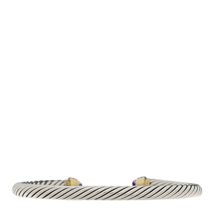 David Yurman Sterling Silver 14K Yellow Gold Amethyst 5mm Cable Classics Petite Color Bracelet 2 of 3