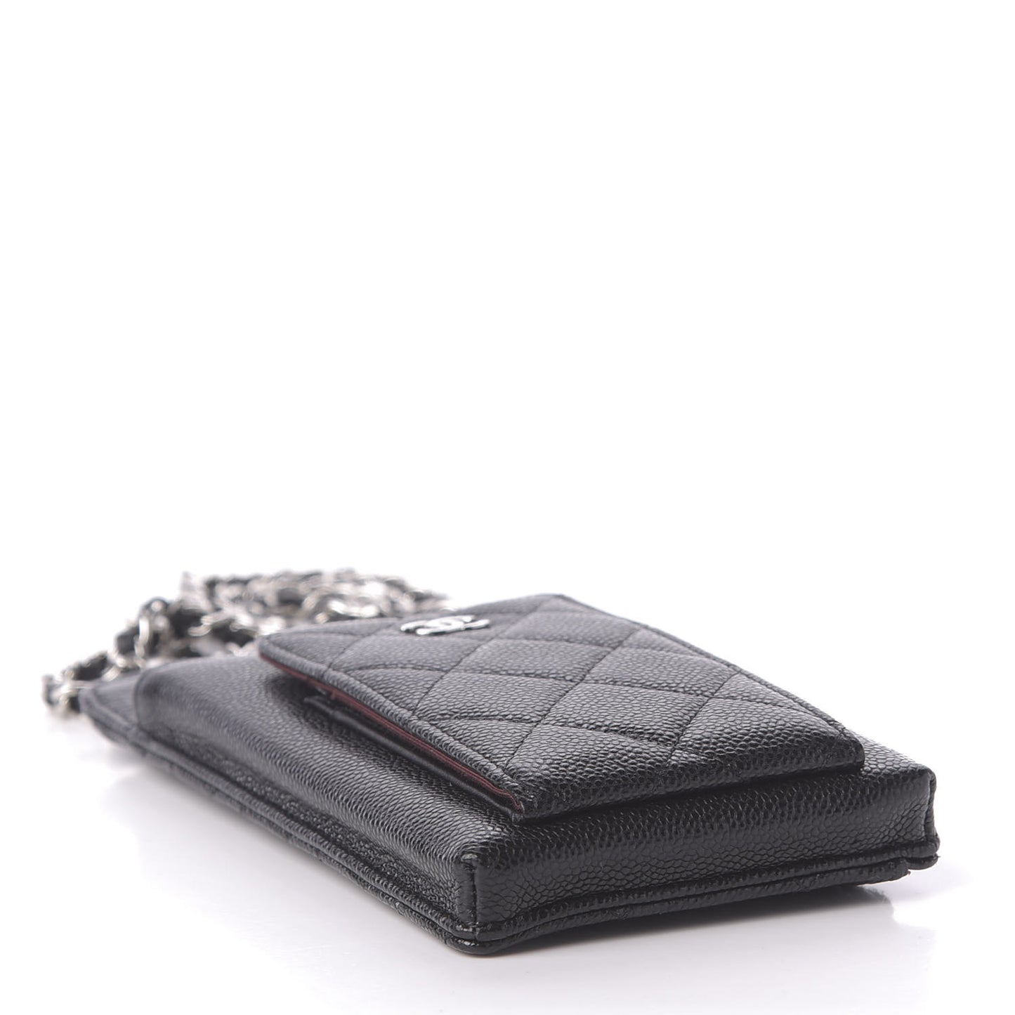 Caviar Quilted Zip Phone Case Black