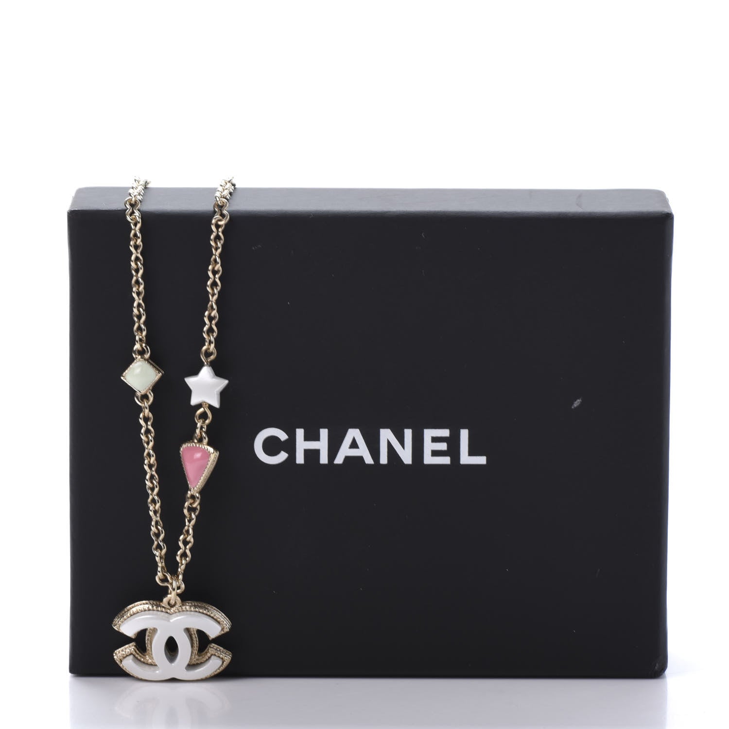 Chanel Resin Pearl Beaded CC Short Necklace Green White Pink 8 of 8