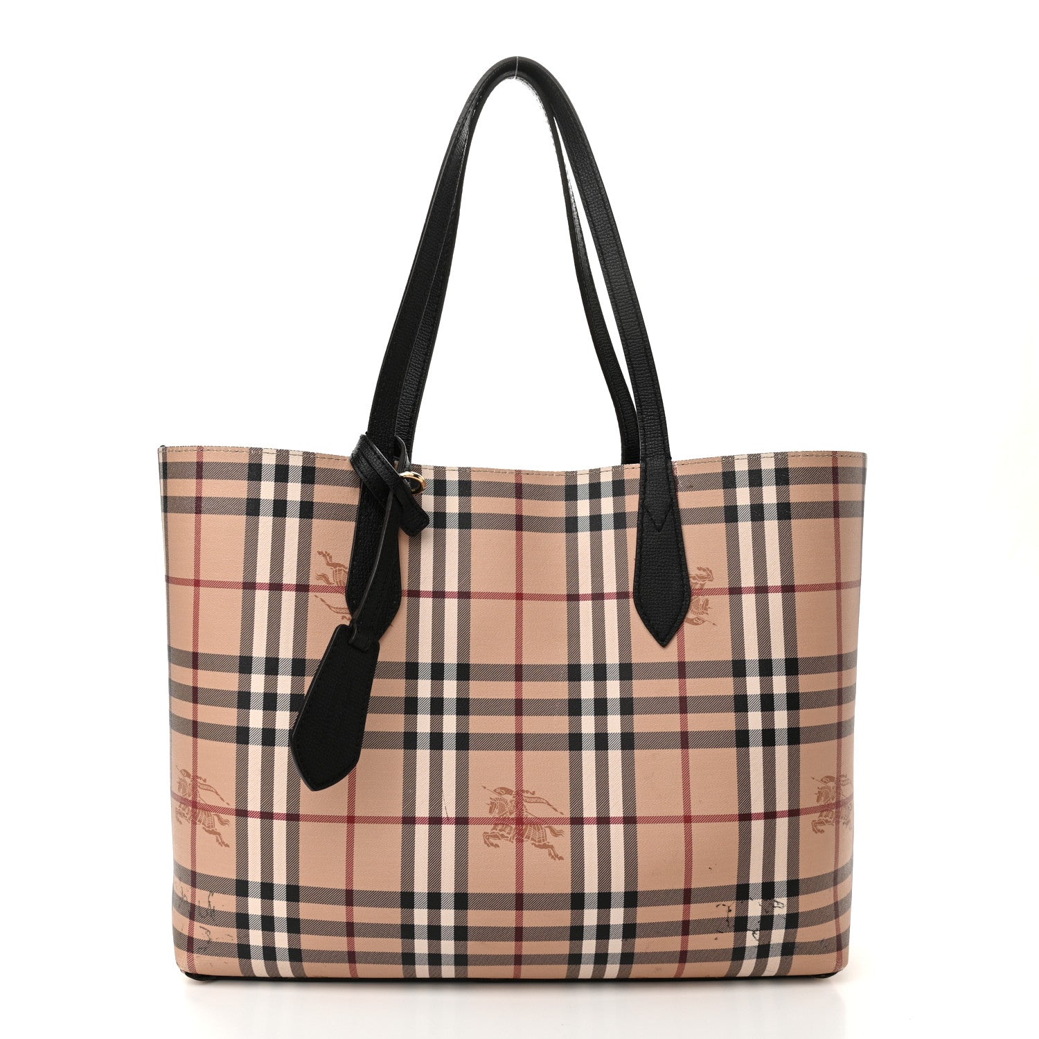 Burberry Grainy Calfskin Haymarket Check Medium Reversible Tote Black 3 of 21