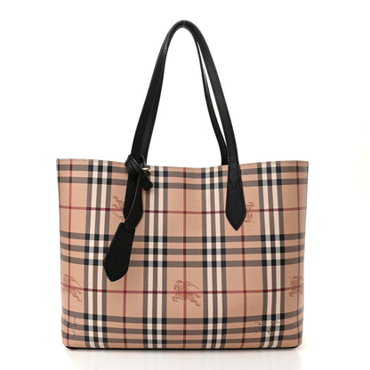 Burberry Grainy Calfskin Haymarket Check Medium Reversible Tote Black 3 of 21