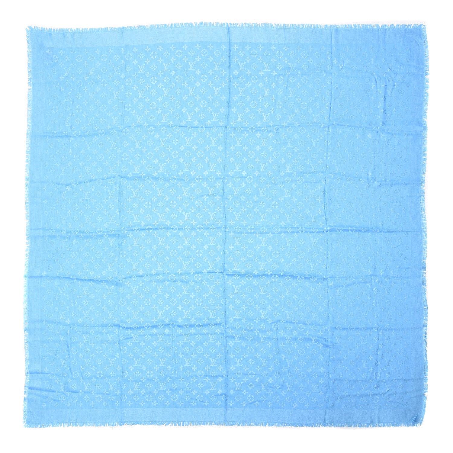 Louis Vuitton Silk Wool Monogram Shawl Blue 1 of 5