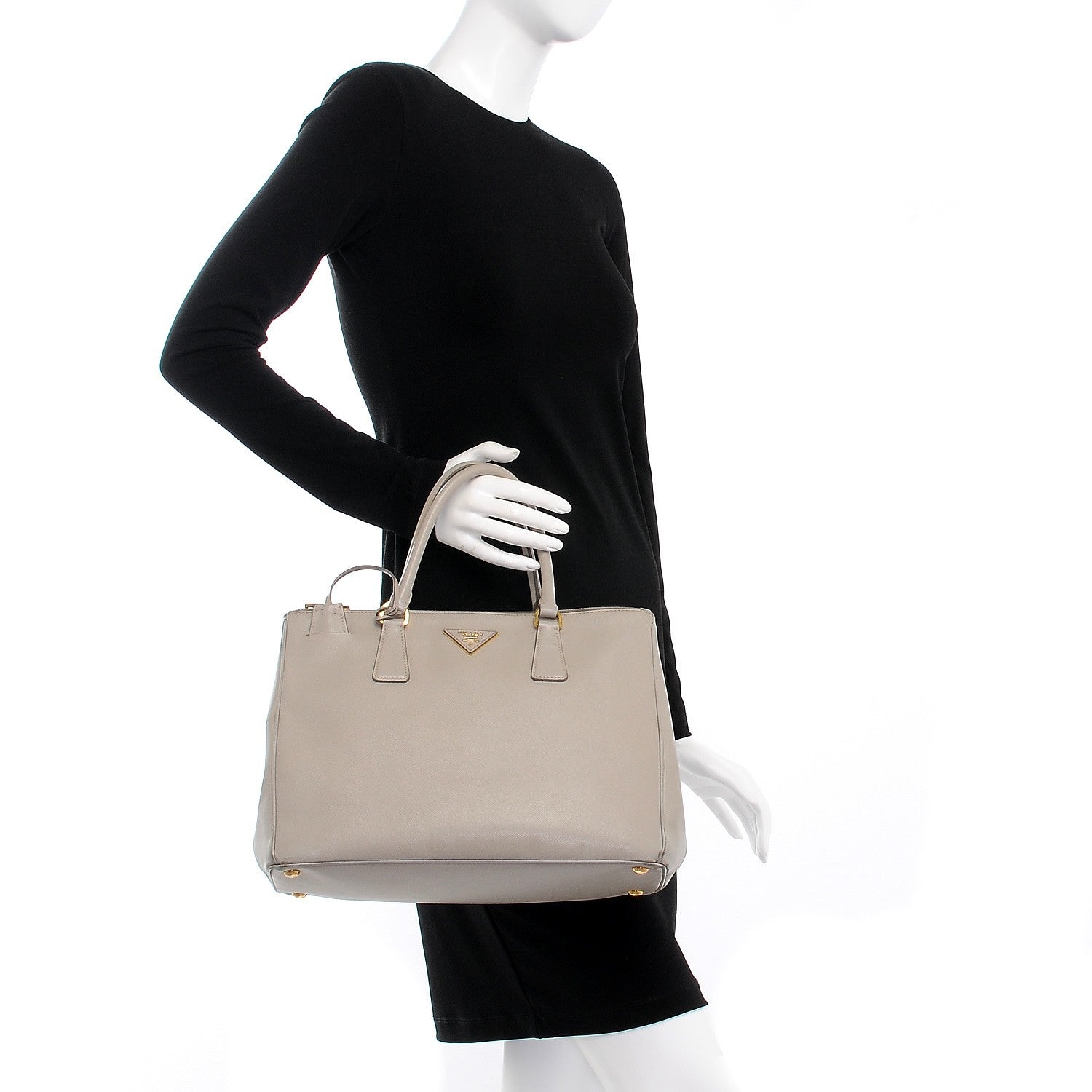 Prada Saffiano Medium Galleria Double Zip Tote Pomice 2 of 10