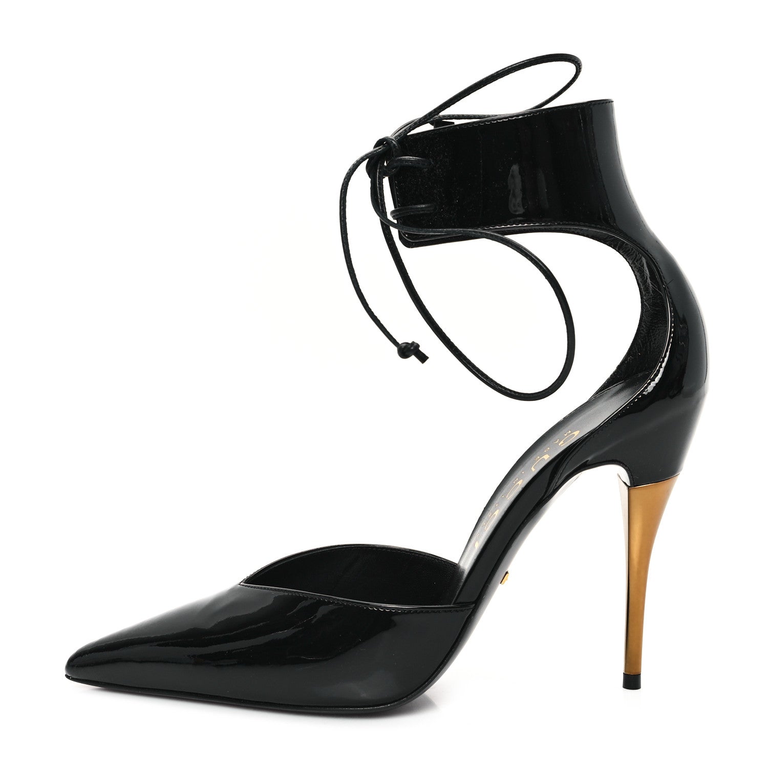 Gucci Vitello Vernice Soft Nappa Priscilla Ankle Cuff Pumps 41 Black 1 of 10