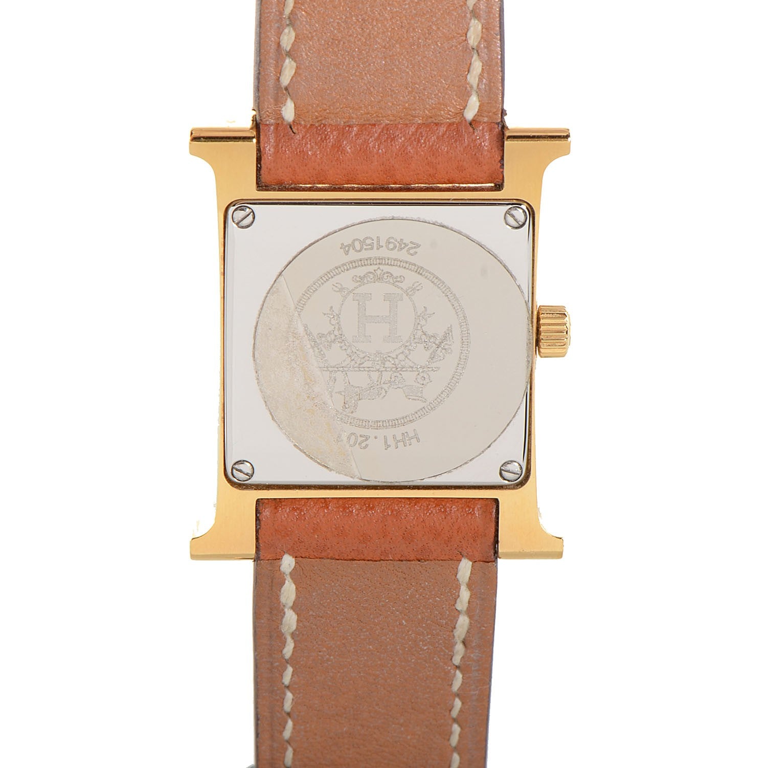 Hermes Stainless Steel Epsom 21mm Heure H Hour Quartz Watch Gold 7 of 9