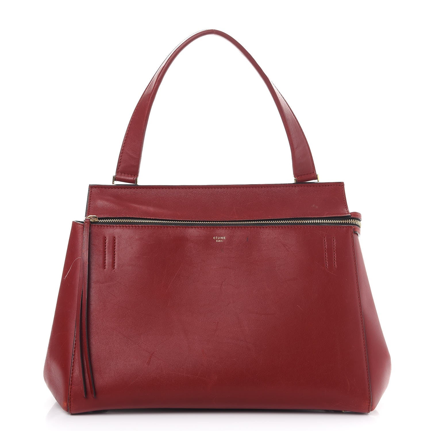 Celine Smooth Calfskin Medium Edge Shoulder Bag Red 1 of 16