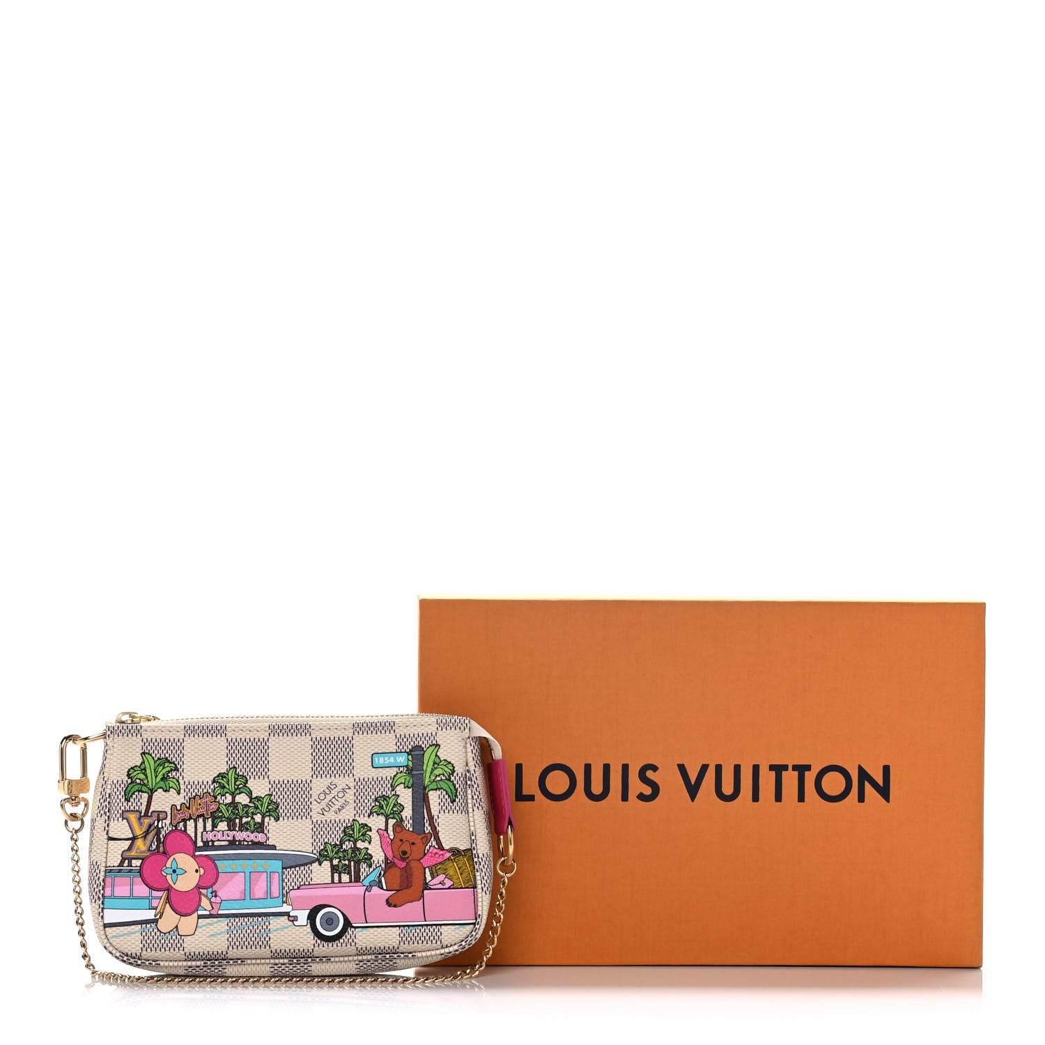 Louis Vuitton Damier Azur 2021 Christmas Animation Hollywood Mini Pochette Accessories Fuchsia 11 of 11