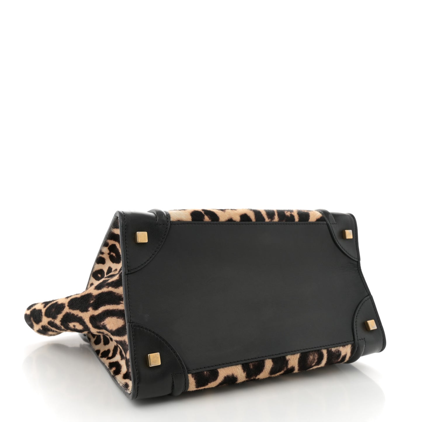 Leopard Pony Hair Mini Luggage Black
