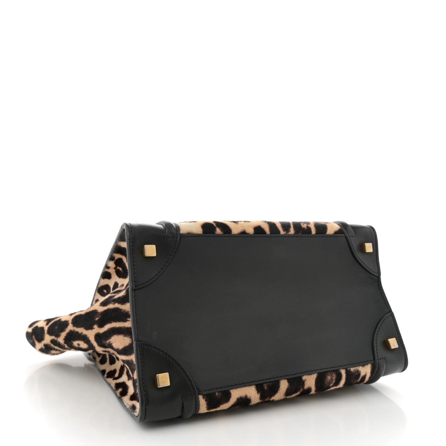 Celine Leopard Pony Hair Mini Luggage Black 4 of 10