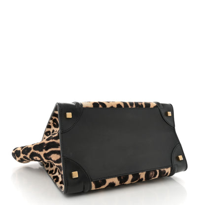 Celine Leopard Pony Hair Mini Luggage Black 4 of 10
