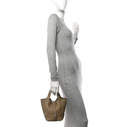 Hermes Taurillon Clemence Picotin Lock 18 PM Beige Marfa 3 of 11