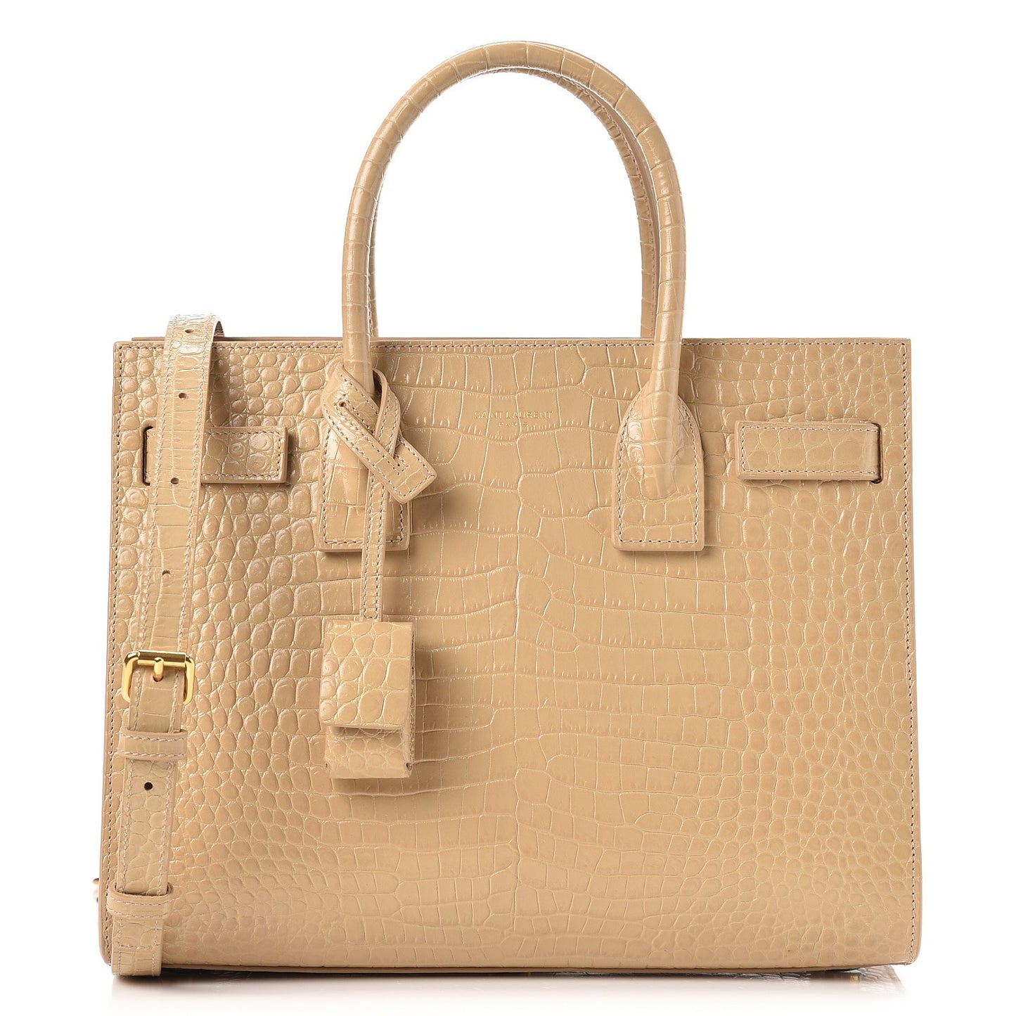 Calfskin Crocodile Embossed Baby Sac De Jour Nude