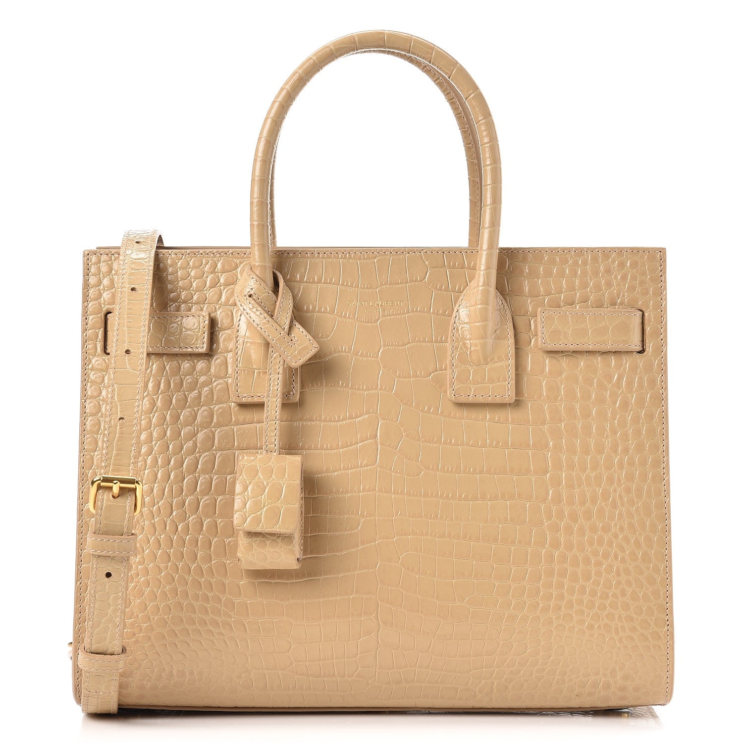 Saint Laurent Calfskin Crocodile Embossed Baby Sac De Jour Nude 1 of 8