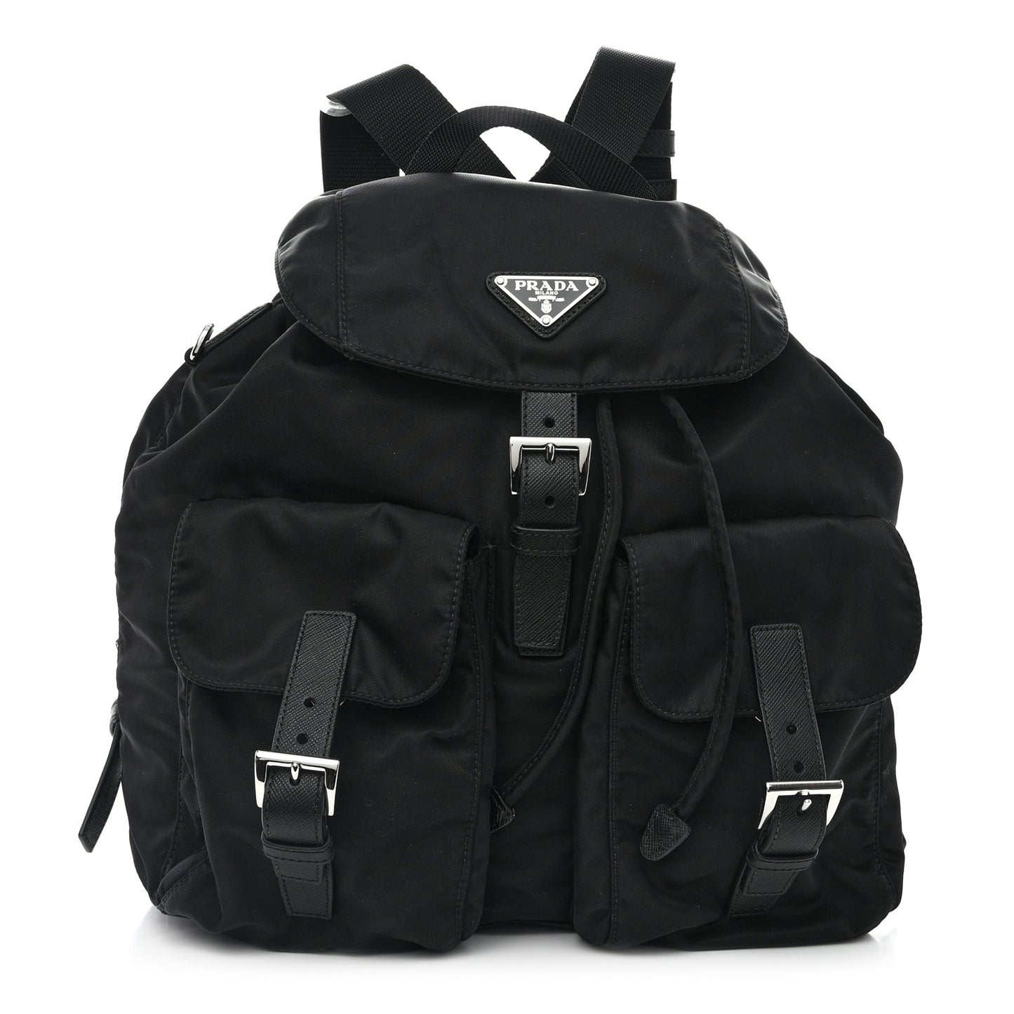 Re-Nylon Vela Saffiano Medium Backpack Black