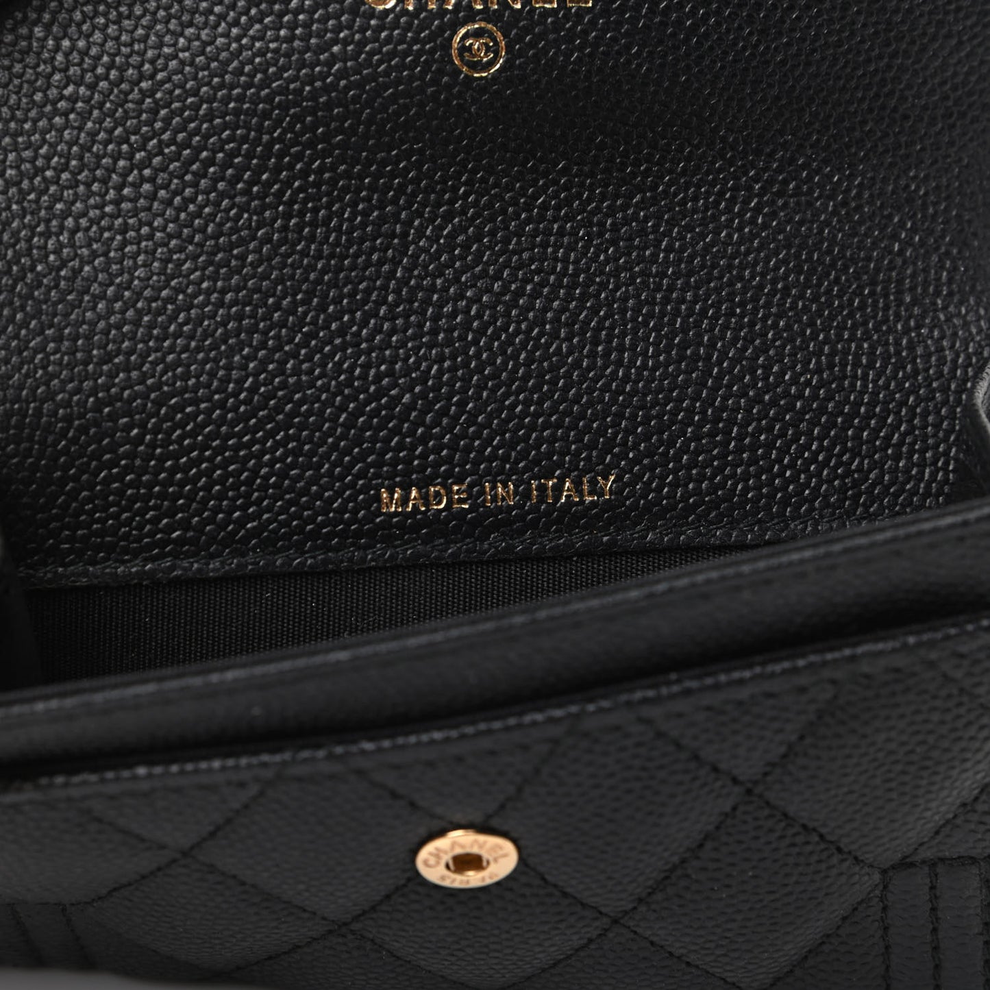Caviar Quilted Boy Flap Card Holder Black