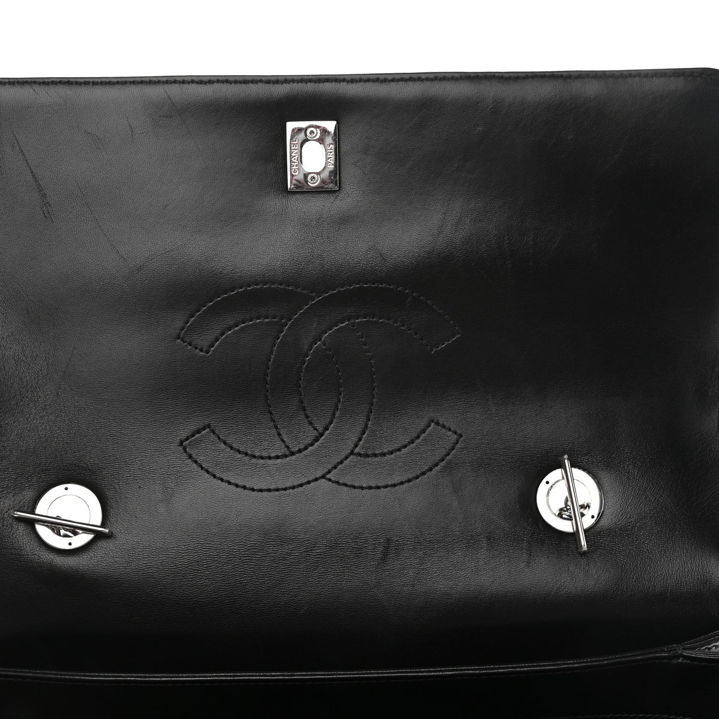 Lambskin Quilted Large Trendy CC Dual Handle Flap Bag Black