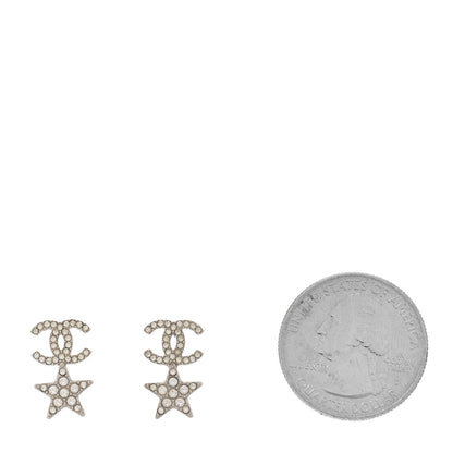 Chanel Crystal CC Starfall Drop Earrings Silver 2 of 4