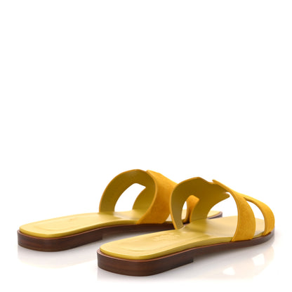 Hermes Suede Goatskin Oran Sandals 37 Jaune Bouton 5 of 11