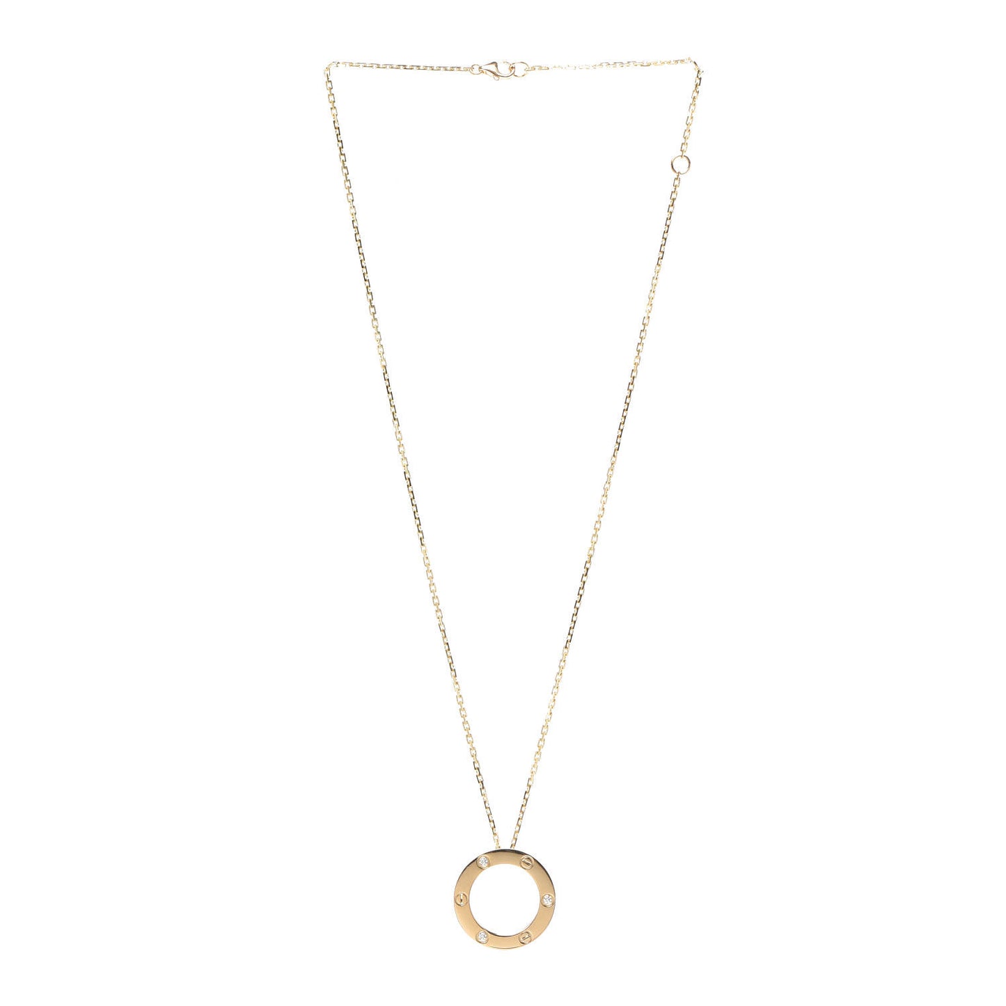 18K Yellow Gold 3 Diamonds LOVE Pendant Necklace