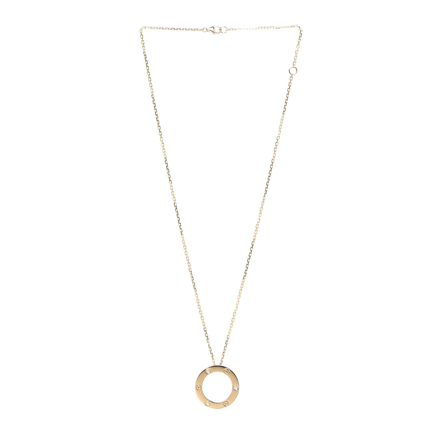 Cartier 18K Yellow Gold 3 Diamonds LOVE Pendant Necklace 3 of 5