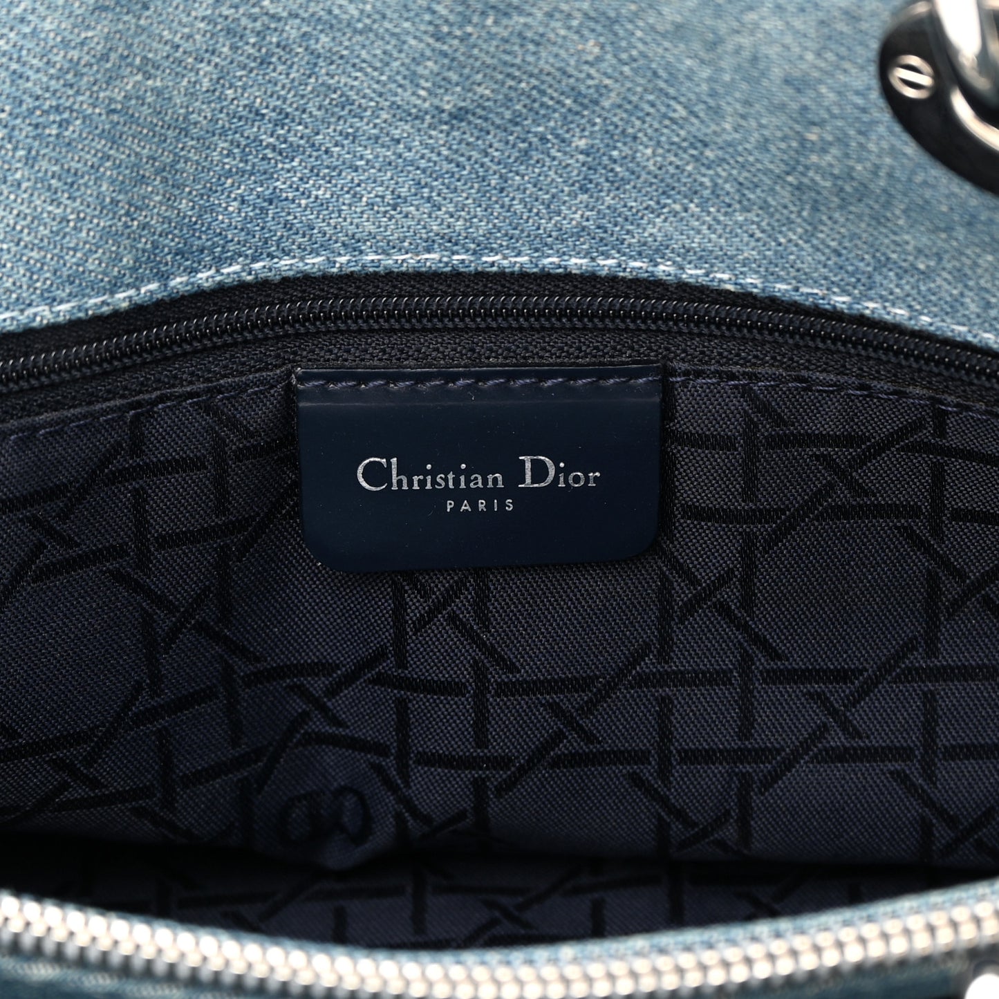 Denim Cannage Large Lady Dior Light Blue