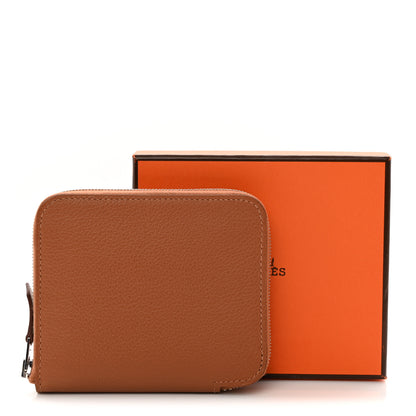 Hermes Evercolor Barenia Silk'In Compact Wallet Gold 9 of 9