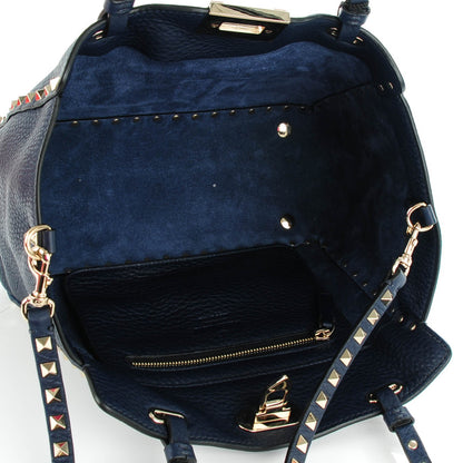 Valentino Garavani Grained Calfskin Small Rockstud Tote Marine 5 of 8