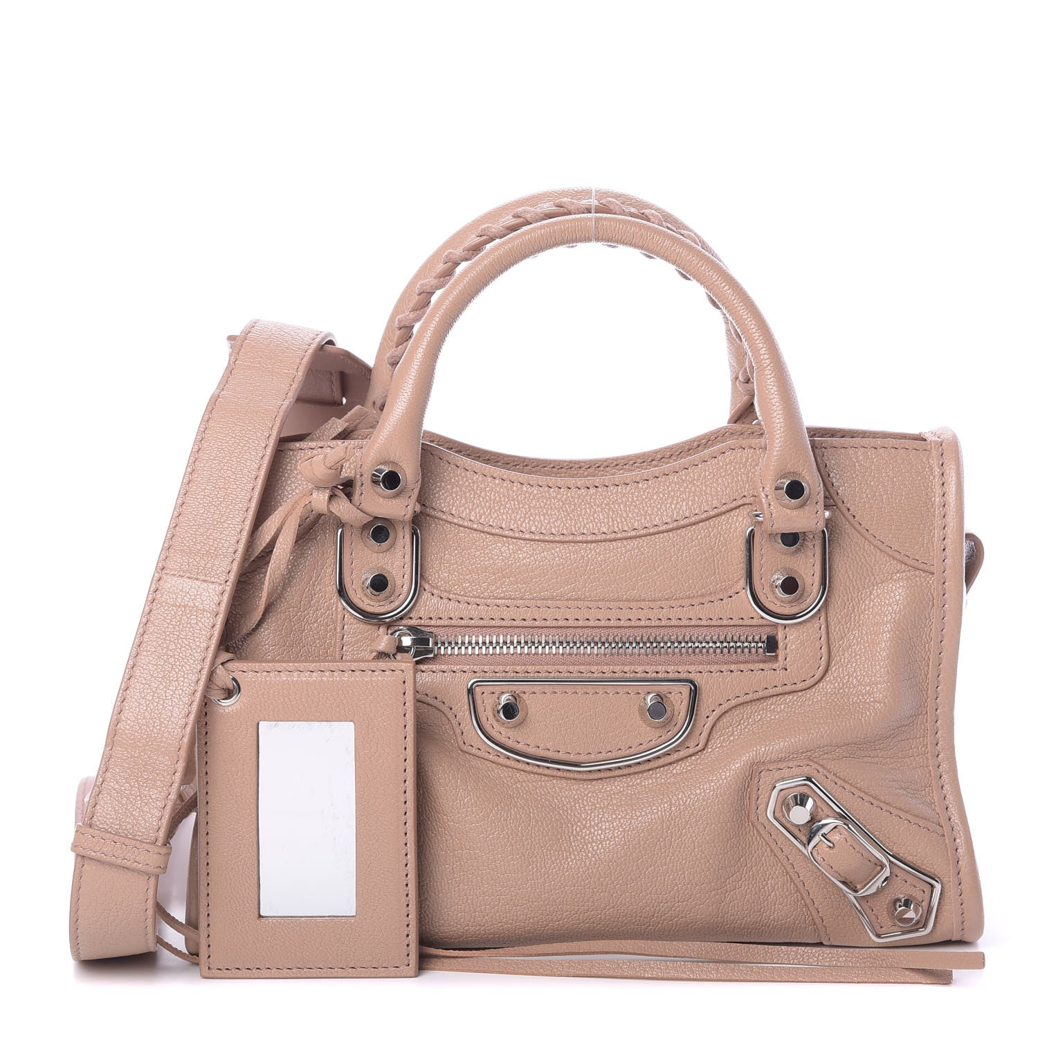 Balenciaga Shiny Goatskin Silver Metallic Edge Hardware Mini City Rose Des Sables 1 of 10