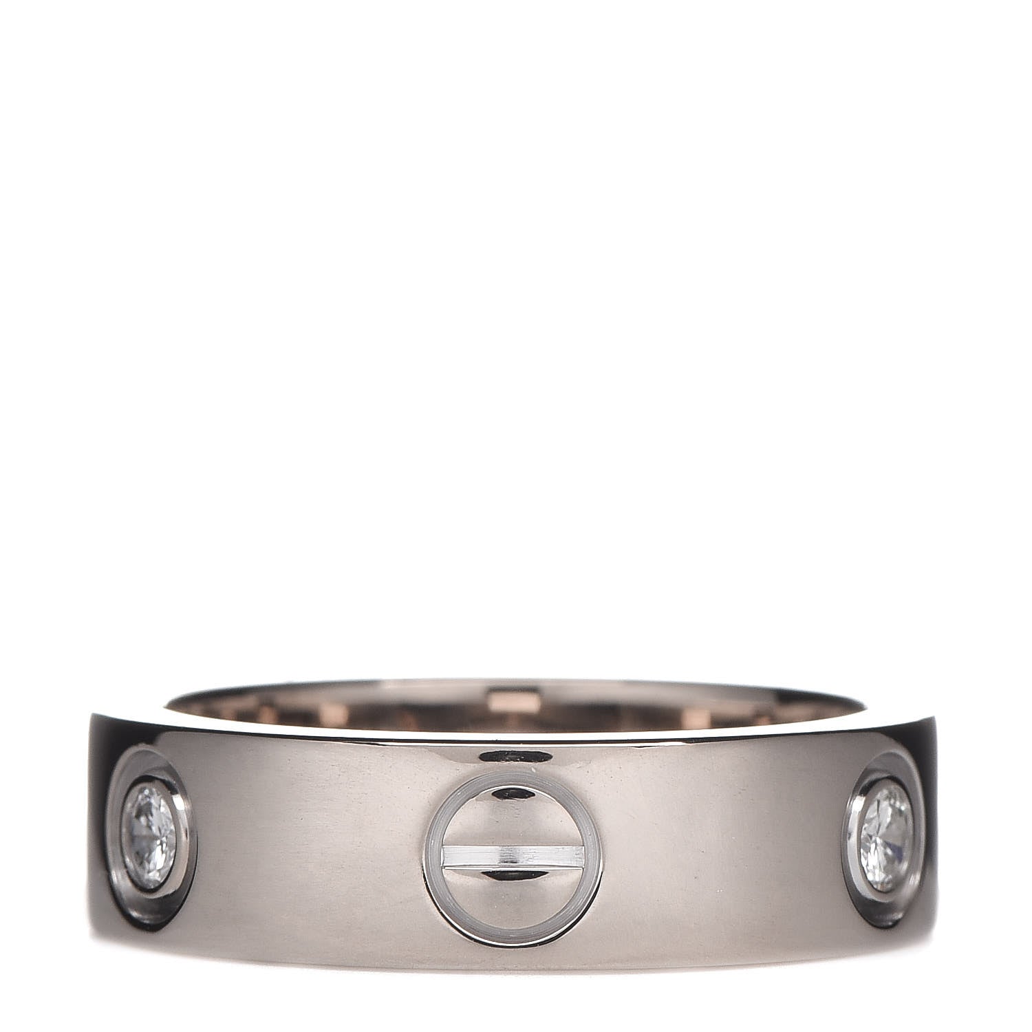 Cartier 18K White Gold 3 Diamond 5.5mm LOVE Ring 53 6.25 3 of 4