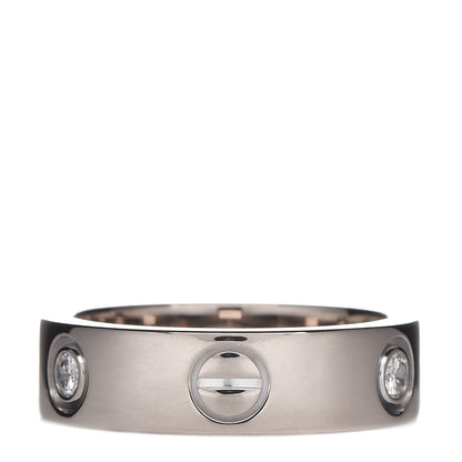 Cartier 18K White Gold 3 Diamond 5.5mm LOVE Ring 53 6.25 3 of 4
