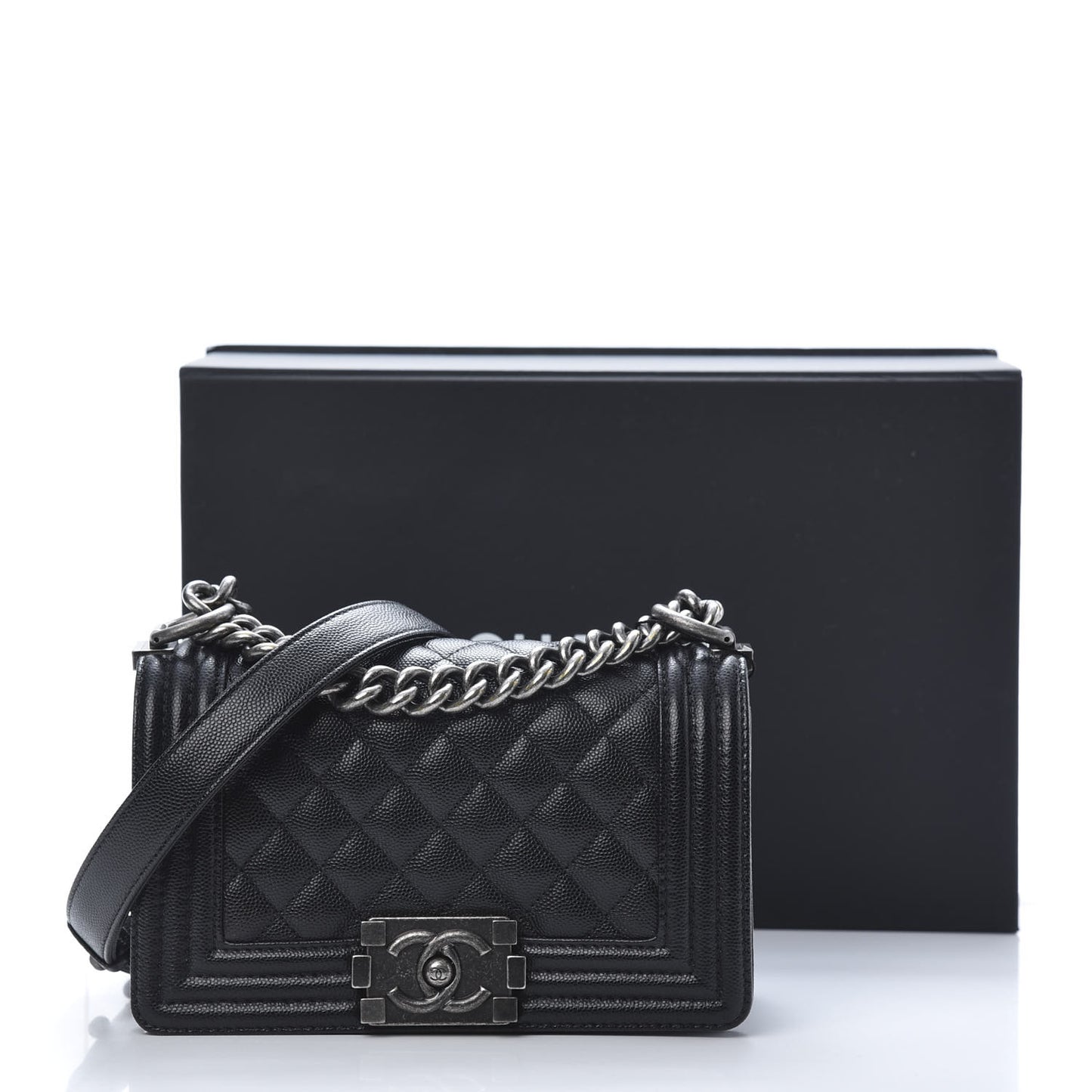 Caviar Quilted Small Boy Flap Black