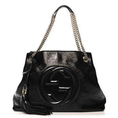 Gucci Patent Medium Soho Chain Shoulder Bag Black 1 of 10